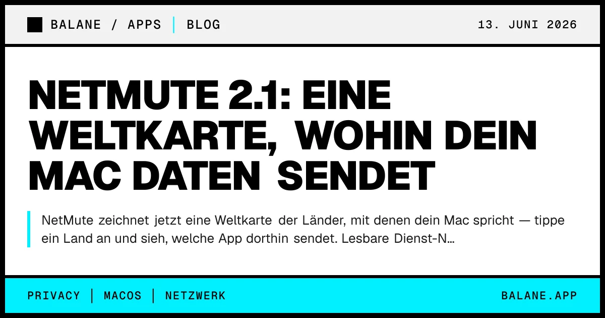 NetMute 2.1: eine Weltkarte, wohin dein Mac Daten sendet