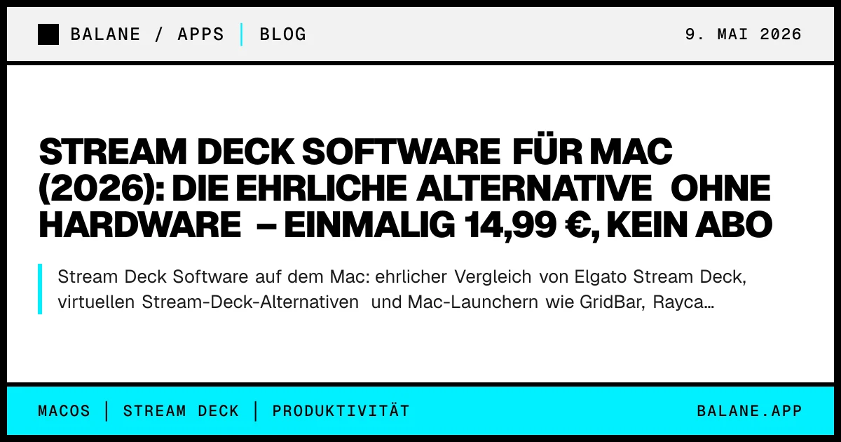 Stream Deck Software für Mac (2026): Die ehrliche Alternative ohne Hardware – einmalig 14,99 €, kein Abo