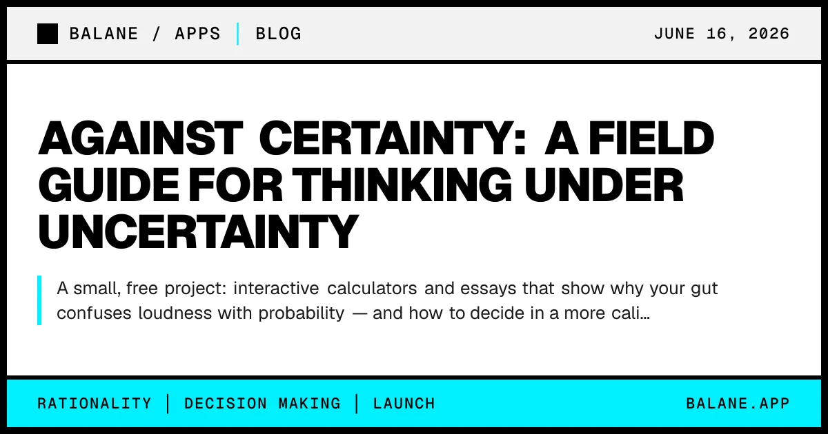 Against Certainty: a field guide for thinking under uncertainty