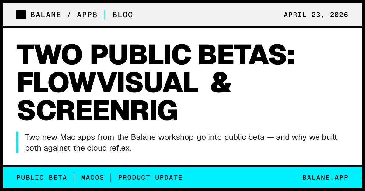 Two Public Betas: FlowVisual & Screenrig